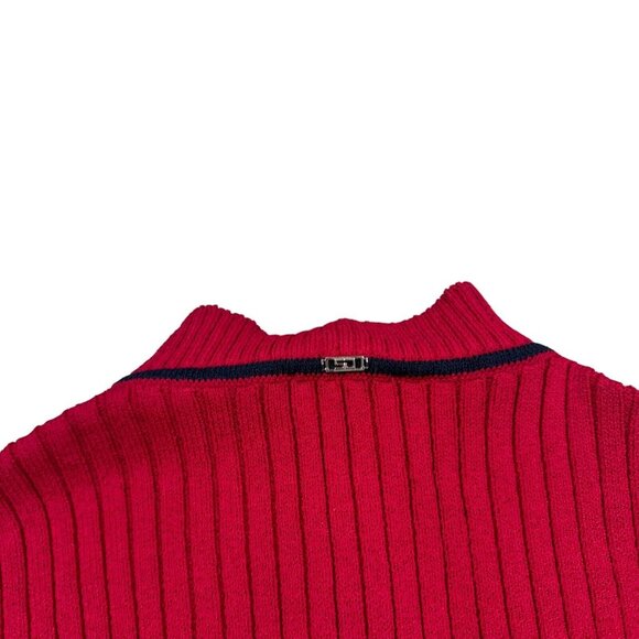 St. John Sport By Marie Red Black Knit Full Zip Y2K Sport Women's Size M-L - Picture 6 of 13